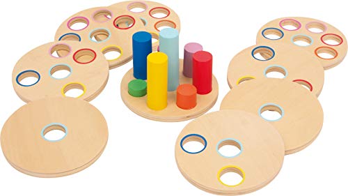 3386 Puzzle Logistecca Small Foot In Legno, 8 Dischi E Bastoni Colorati Su Una Base Di Legno, A Partire Da 1,5 Anni Di Età