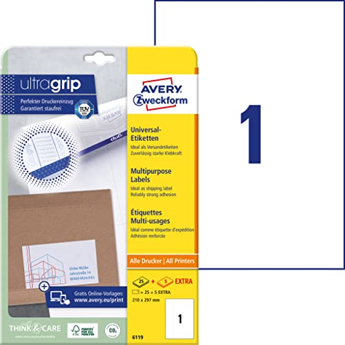 Avery Laser & Ink Jet Labels 210 X 297Mm