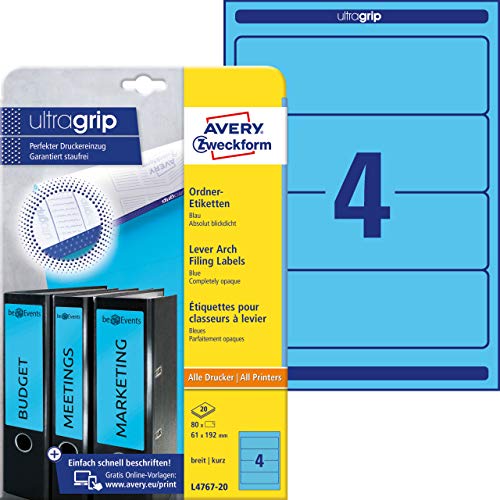 Avery Border Binder Labels, Blue 192 X 61Mm (20)