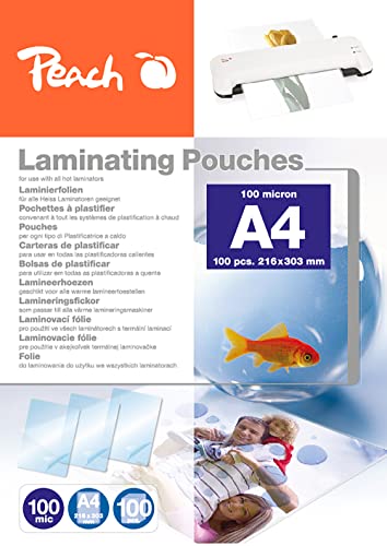 Peach Laminating Pouches A4, 100 Mic, Pp500-02, 100-Pack