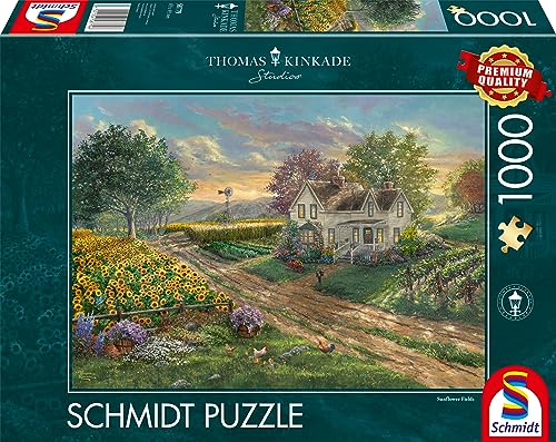 Schmidt Spiele 58779 Thomas Kinkade, Motivo: Campi Di Girasoli, Puzzle Da 1000 Pezzi, Colore Colorato, Normale