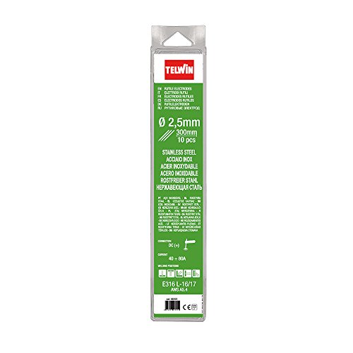 Telwin 802623 Rutilo Elettrodi In Acciaio Inox, Kit Di 10 Pezzi, 2.5 Mm, Grigio