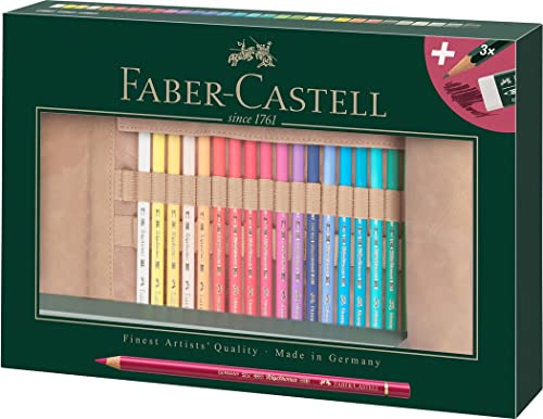 Faber-Castell 110030 Rotolo Con 34 Matite Colorate Per Artisti Polychromos