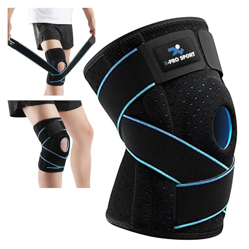 Tutore Ginocchio Con Stabilizzatori Laterali, X-Pro Sport Ginocchiera Rotulea Regolabile, Supporto Menisco Legamenti Crociati, Tutore Ortopedico Trasp
