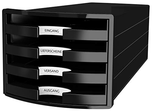 Cassettiera Portadocumenti Han Impuls 2.0 – Design Accattivante Abbinato A Una Qualità Eccellente. Con 4 Cassetti Aperti Per Din A4/C4, Nero, 1013-13