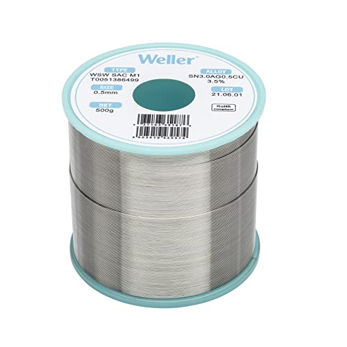 Weller Wsw Sac M1 (T0051386499) Filo Saldante, Ø 0.5Mm, 500G, Lega Sn96.5Ag3.0Cu0.5, Contenuto Di Fondente 3,5%