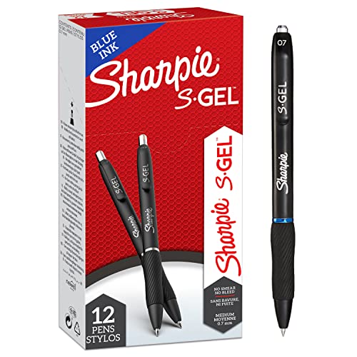 Sharpie S-Gel | Penne Gel | Punta Media (0,7 Mm) | Inchiostro Blu | Confezione Da 12