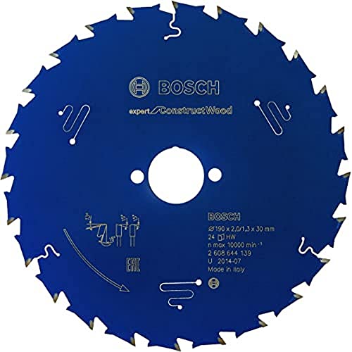 Bosch Professional 1X Lama Per Sega Circolare Expert For Construct Wood (Per Legno Da Costruzione, 190 X 30 Mm, 24 Denti, Accessorio Sega Circolare)