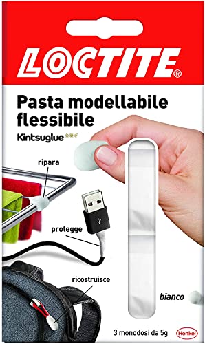 Loctite Kintsuglue Pasta Modellabile, Pasta Adesiva Flessibile Bianca Per Riparare, Ricostruire E Proteggere Oggetti, Colla Modellabile Impermeabile E