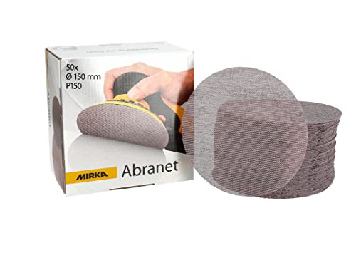 Mirka Abranet Rete Dischi Abrasivi Ø 150 Mm A Strappo / Grana P150 / 50 Pz / Per Levigare Legno, Stucco, Vernice, Plastica / 5424105015