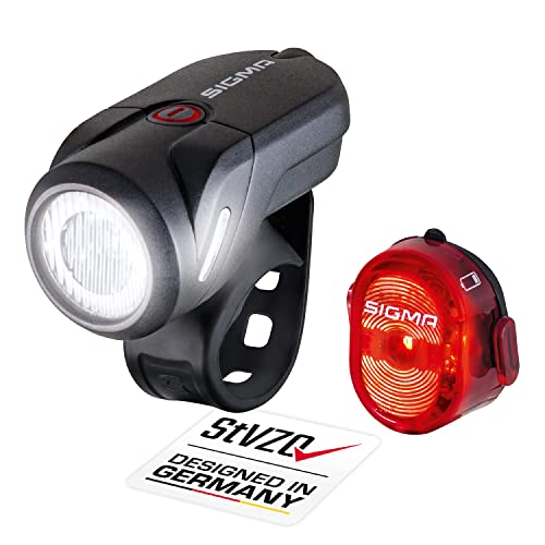 Sigma Sport Aura 35 E Nugget - Set Di Fanali Led Per Bicicletta, Alimentazione A Batteria, Luce Anteriore E Posteriore Con Funzione, Omologato Stvzo