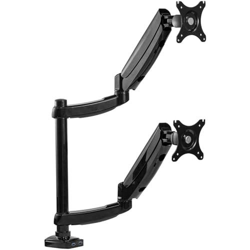 Fellowes Braccio Monitor Doppio Platinum Series, Impilamento Verticale, Con Funzioni Di Oscillazione Orizzontale, Inclinazione, Rotazione, 2 Porte Usb