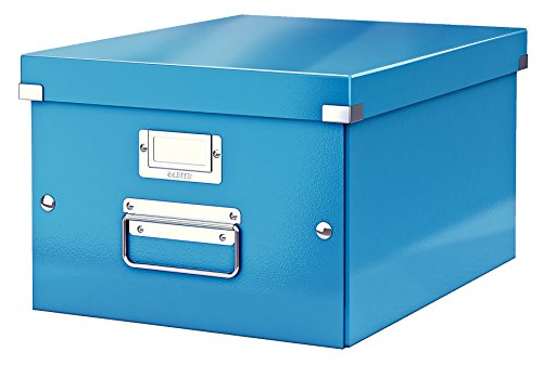 Leitz Click & Store Wow Scatola Archivio Media, Per Riporre E Trasportare Documenti A4 E Oggetti Di Medie Dimensioni, Adatta A Casa E Ufficio, Blu, 60