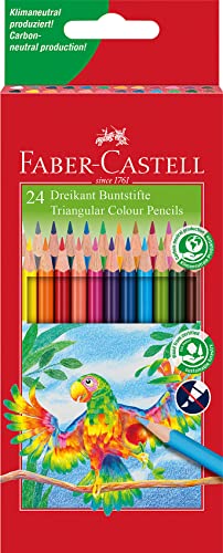 Faber-Castell 116544 - Pastelli Colorati A Fusto Triangolare, Confezione Da 24 Pastelli