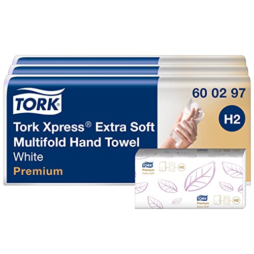 Tork Xpress Extra Soft Multifold Hand Towels 600297 - Asciugamani Di Carta H2 Premium Con Alta Assorbenza - Grande, 2 Strati, Bianco - 21 X 100 Fogli