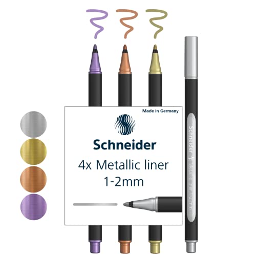 Schneider Astuccio 4 Pennarelli Metallic Liner 020 Punta 1-2Mm Colori Assortiti