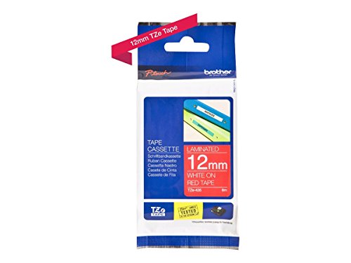 Brother Tze435 Nastro Laminato, 12 Mm, Bianco/Rosso