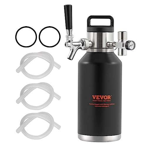 Vevor Mini Spillatore Di Birra Portatile Capacità 1,89L, Mini Fusto Nero Per Birra Artigianale Portatile Pressione Regolabile 0~30Psi Funzione Refrige