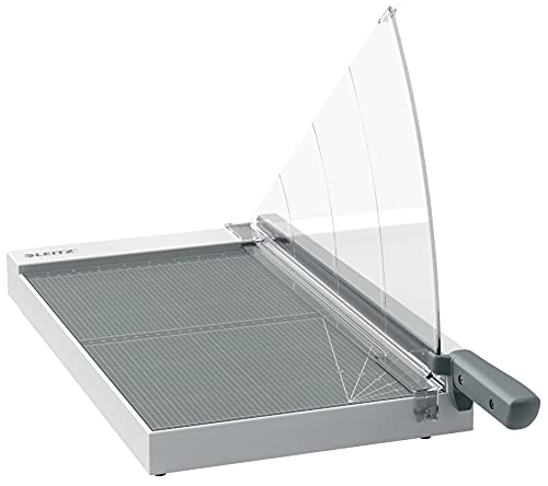 Leitz Precision Taglierina A Ghigliottina Da Ufficio, Lama In Acciaio, Guida Con Bordo Luminoso, Piano Di Taglio In Legno Laminato, Taglia Fino A 10 F