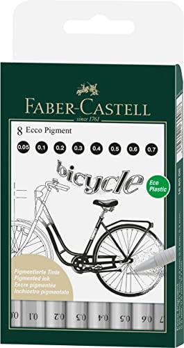 Faber-Castell 166008 - Fineliner Ecco Pigment, Confezione Da 8 Pezzi, Nero