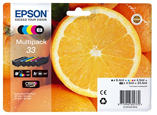 Epson 33 Serie Arancia Cartuccia Originale, Multipack, Standard, 5 Colori, Imballaggio Standard