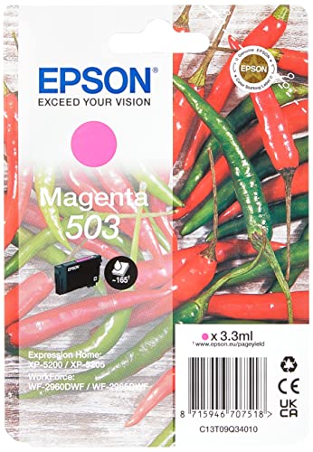 Epson 503 Serie Peperoncini - Cartucce Per Stampante Getto D'Inchiostro, Singlepack 1 Colore (Magenta 3.3Ml), Formato Std, Stampe Affidabili Casa E Uf