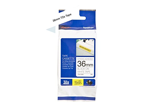 Brother Tzes261 Nastro Laminato Con Adesivo Rinforzato, 36 Mm, Nero/Bianco