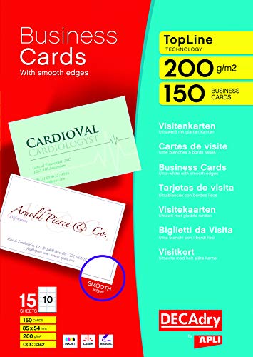 Biglietti Da Visita Decadry -Laser/Inkjet-Bordo Liscio-Angoli Vivi-Fronte- 200G -T603342 (Conf.150)
