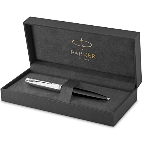 Parker 51 Penna A Sfera, Corpo Nero Con Finiture Cromate, Punta Media Con Cartuccia Di Inchiostro Nero, Confezione Regalo