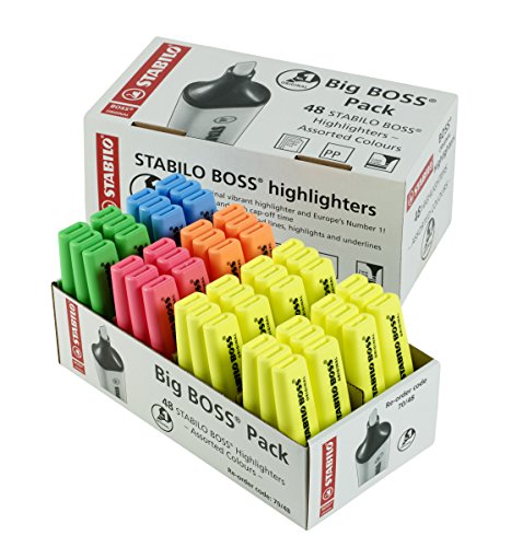 Evidenziatore - Stabilo Boss Original -Big Boss Pack - Pack Da 48 - Colori Assortiti