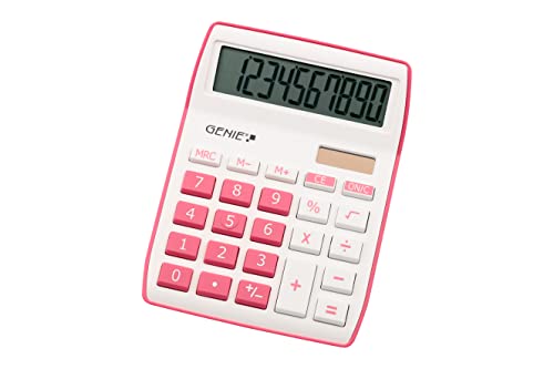 Genie 840 B Calcolatrice A 10 Cifre (Dual Power (Solare E Batteria), Design Compatto) Pink
