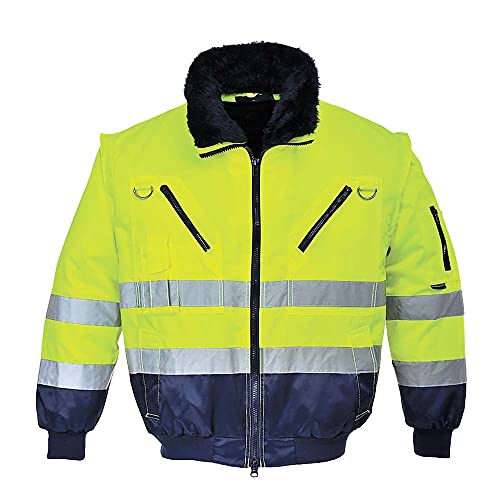 Portwest Pj50 Giacca Pilot 3 In 1 Ad Alta Visibilità, Giallo/Navy, L