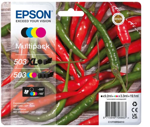 Epson Chillie 503Xl Bk Cmy Prodotti Per Ufficio, Xl Nero/Std Colore, Xl Black + Std Colour