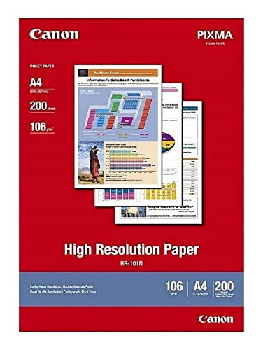 Canon Hr-101 Carta Ad Alta Risoluzione Per Stampa Fotografica A Colori Formato A4 (200 Fogli)