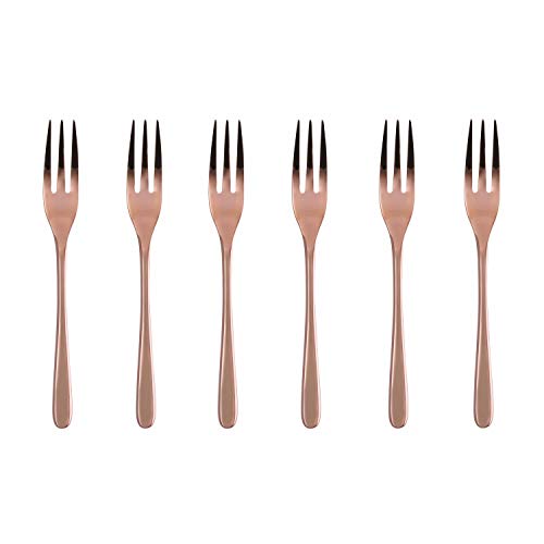 Sambonet - Taste Set Di 6 Forchette Dolce In Acciaio Inox, Forchette Da Dessert Finitura Pvd, Lavabili In Lavastoviglie, Copper