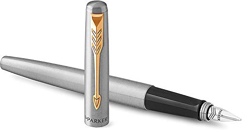 Parker Jotter Penna Stilografica In Acciaio Inox Con Finiture In Oro, Confezione Regalo