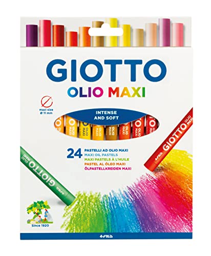 Giotto Olio Maxi - Astuccio Da 24 Pastelli A Olio Maxi, 11Mm, Colori Intensi