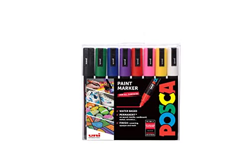 Posca 153544843 Set Marcatore A Tempera A Base D'Acqua, 2.5 Mm, 8 Pezzi