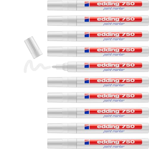 Edding 750 Paint Marker, Colore: Nero 10 White, 10 Pezzi
