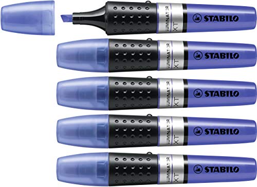 Evidenziatore - Stabilo Luminator - Lunga Durata E Doppio Tratto (2 + 5 Mm) - Confezione Da 5 - Blu