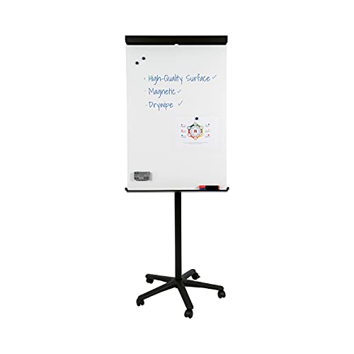 Bi-Office Portablocco Portatile, Cavalletto Mobile Senza Cornice Nero, Superficie Magnetico, Dimensioni Panello Euro 700 X 1000 Mm