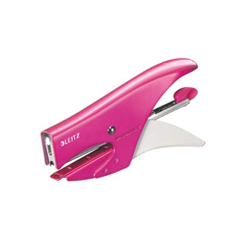 Leitz Cucitrice A Pinza, Capacità Fino A 15 Fogli, Design Ergonomico In Metallo, Include Punti, Gamma Wow, Blister, Rosa