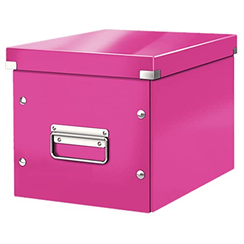 Leitz Click & Store Wow Scatola Archivio Cubo Medio, Per Mantenere La Casa E L'Ufficio In Ordine, Rosa, 61090023