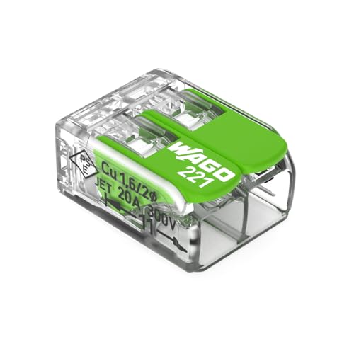 Wago Green Range 221-422 - Morsetto A 2 Conduttori, Fino A 4 Mm², Morsetti Di Collegamento A 2 Poli Con Leva, Per Tutti I Tipi Di Conduttori, 100 Pezz