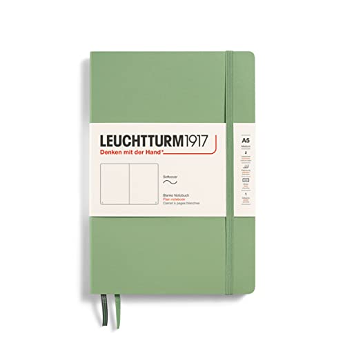 Leuchtturm1917 361593 Taccuini Medium (A5), Copertina Morbida, 123 Pagine Numerate, Sage, Bianco