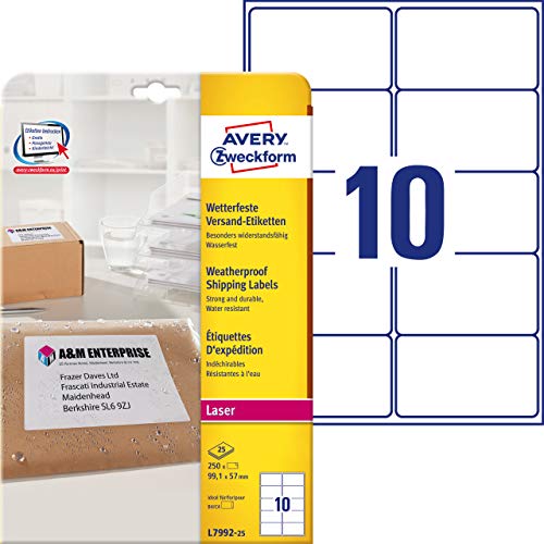 Avery Zweckform Wetterfeste Versand-Etiketten, 99,1 X 57 Mm