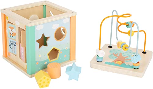 Small Foot 11724 Dado Motricità, Gioco Ad Incastro In Legno In Colori Pastello Di Tendenza, Dai 12 Mesi In Su Toys, Multicolore, 7.1 X 6.5 X 7.5