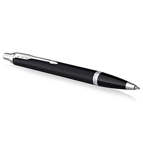 Parker Im Penna A Sfera | Nero Opaco Con Puntale Cromato | Punta Media Con Inchiostro Blu | Confezione Regalo
