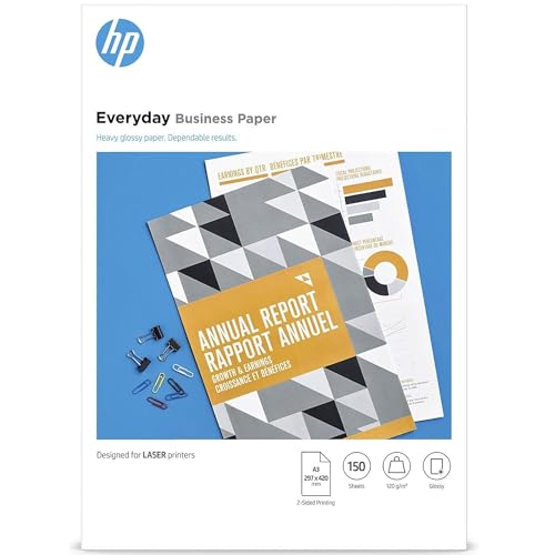 Hp Carta Professionale Lucida Hp Everyday 7Mv81A, Grammatura 120 G/M2, Formato A3, Confezione Da 150 Fogli