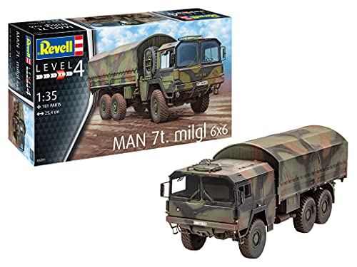 Revell 03291 Man 7T Milgl Military Truck Model Kit 1:35 Scale Tanker 03291-Modellino Militare Uomo, Scala, Colore Non Verniciato